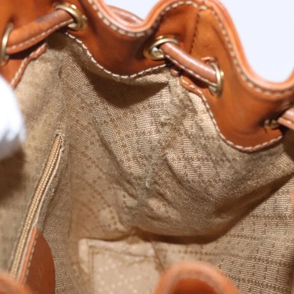 GUCCI Bamboo Backpack Leather Brown Gold Auth 154653 main image 9